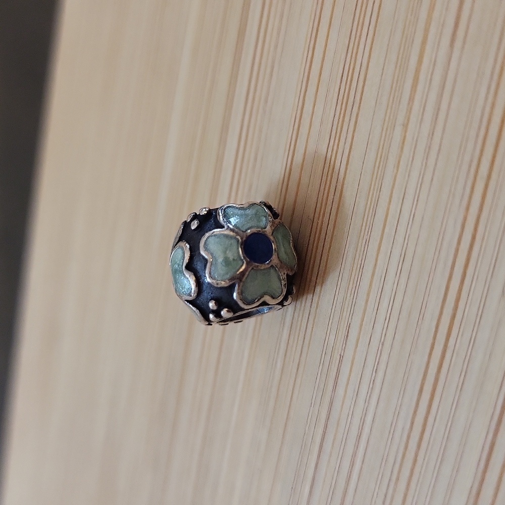 Pandora Retired Blue Daisy Flower 925 Silver Charm - Picture 4 of 5